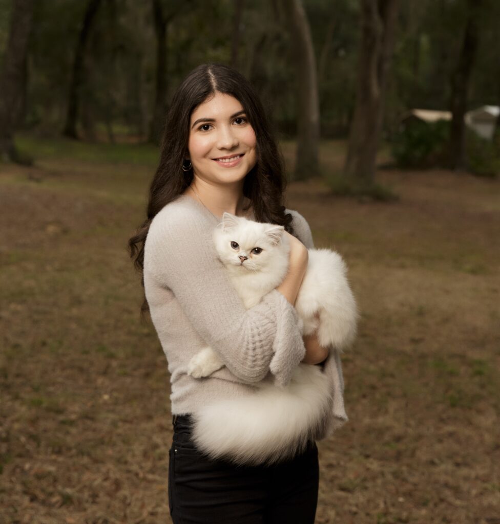 Maya senior portrait with cat